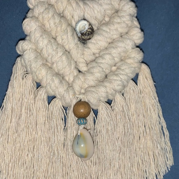 Macrame wall hanging with shell and gem accents - Picture 2 of 3